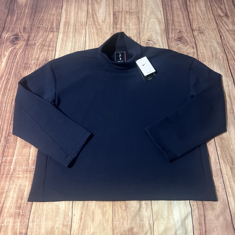 NWT Nike 24.7 Impossibly Soft Dri-FIT Turtleneck Pullover, Navy, Men's Large